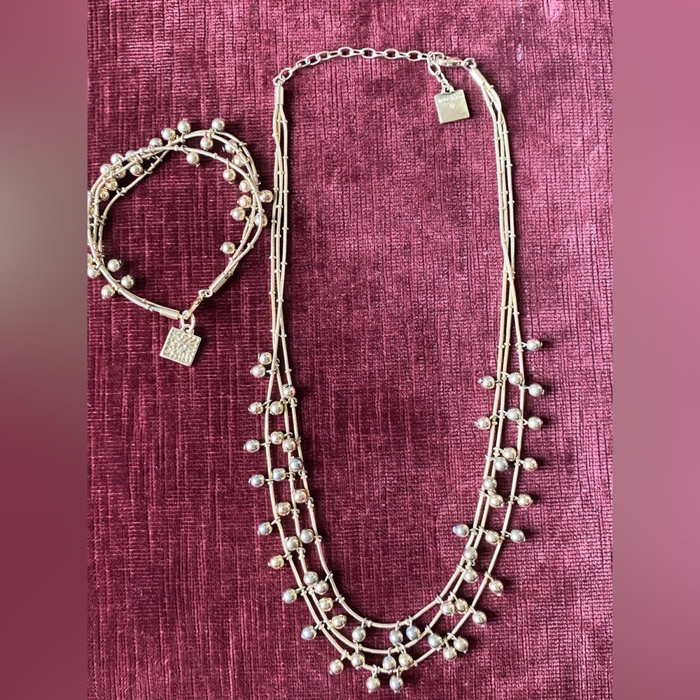 SET OF 2 PIECES ANNE KLEIN gold necklace and bracelet